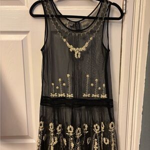 Anthropologie Lithe Embroidered Sheer MIDI Dress